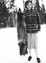 Isobel Wylie Hutchison with trapped fox in Arctic Canada