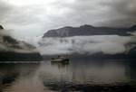 Misty Morning as Boat Approaches, Aurland, Norway