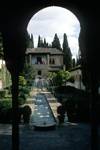 Alhambra - Generalife Gardens, Fountain, Courtyard Through Arch, Granada, Spain