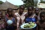 Mandingo Village, Senegal, Girls & Plate of Bananas