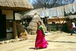 Courtyard, Washing, Girl in Long Dress, Korean Folk Village, Korea