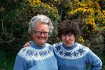 Anna & Sally in Blue Shetland Jumpers, Near Tomintoul, Scotland
