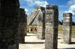 Temple of the Warriors - Carved Columns, Looking to El Castillo, Chichen-Itza, Mexico