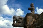 Temple of the Warriors - Animal Head & Small Figure, Chichen-Itza, Mexico