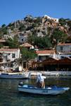 Boat, House & Tombs, Simena (on Kekova), Turkey