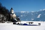 Frozen Lake & Church, St Wolfgang, Austria
