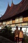 2 Boys & Traditional House, Bukittinggi, Indonesia - Sumatra