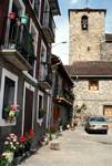 Street, Flowers, Church, Anzo, Spain - Pyrenees