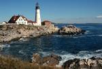 Lighthouse & Bay, New Hampshire, U.S.A.
