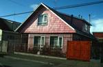 House with Pink Overlapping Tiles, Castro, Chile