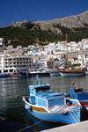 Blue Boat in Harbour, Kalymnos, Greece