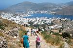 Group Walking to Village, Patmos, Greece