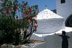 'Cave of St John', White Building & Poinsettias, Patmos, Greece
