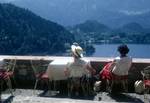 May & D. on Terrace, Looking Towards Bled, Grad,Yugoslavia - Slovenia