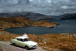 Ano and car, east coast of Harris, Western Isles, Scotland