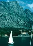 Kotor Walls, Small Yacht, Boka of Kotor, Montenegro (Yugoslavia)