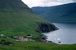 Looking Down on Church & Little Bay, Vidareidi, Faroes