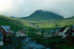 Houses, Burn & Mountain, Kvivik, Faroes