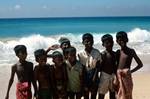 Row of Boys, South West Coast, Ceylon
