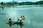 Canoes in Lagoon, Negombo, Ceylon