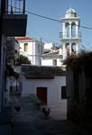 Street Scene & Church Tower, Skopelos, Greece