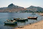 Boats, Hill, Skyros Bay, Greece
