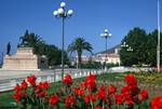 Main Square - Fountain & Red Flowers, Ajaccio, Corsica