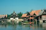 Village, Boats, Umbrellas, Ancient City, Thailand