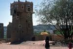 Tower in Village, Woman, Wadi Dahr, North Yemen
