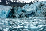 Riggs Glacier - Dark Blue Ice, Glacier Bay, Alaska, USA