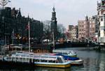 Cruise Boats & Church Near Station, Amsterdam, Netherlands