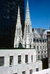 From Rockefeller Building - Looking Down to St.Patrick's Cathedral - Roof Garden on Left, New York, U.S.A.