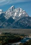 Main Peak with River & Trees, Grand Teton National Park, Wyoming, U.S.A.