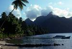 Mountains, Palms, near Lagoon Hotel, Moorea, Tahiti