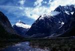 River & Snowy Mountains, Near Milford, New Zealand