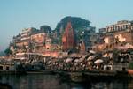 River Ganges - Ghats, Temples & Umbrellas, Varanasi, India