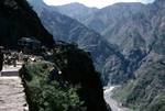 Hold Up of Buses - Landslide - View Below, Jammu to Srinagar, India