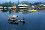 Lake Dahl - Morning Calm with Yellow Boat, Srinagar, India