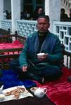 Cafe - Man with Tea on Bed, Samarkand, Uzbekistan