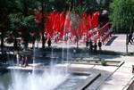 Red Flags Through Fountains, Ashkhabad, Turmenia
