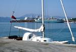 Yacht, Ferries Behind, Patras, Greece