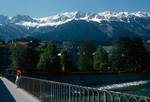 River Inn & Figure on Bridge, Innsbruck, Austria