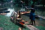Woman Making Sago at River, Timbunke, Papua New Guinea