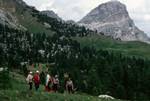 Group on Path, Sassongher Behind, Val Gardena, Italy