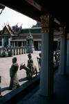 Temple of the Dawn - Columns, Figures, Looking to Courtyard, Bangkok, Thailand