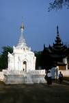 White Chedi & Wooden Temple, Pagan, Burma