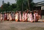 Line of Boy Monks in Pink, Mandalay, Burma
