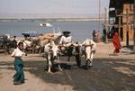 Bullock Cart & Boats at River, Mandalay, Burma