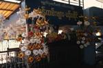 Schwedagan Pagoda - Stall, Flowers & Umbrellas, Rangoon, Burma