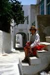 Old Town - Sally on Steps, Naxos, Greece